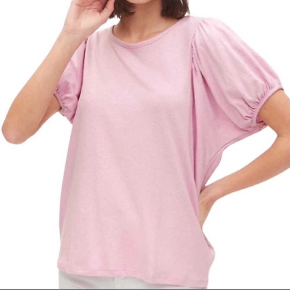 Gap Puff Sleeve Cotton T-Shirt Pink Size Large